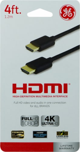 GE HDMI High Speed Ethernet Cable - Black Perspective: front