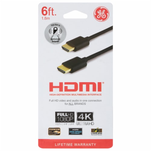 GE HDMI High Speed Ethernet Cable - Black, 6 ft - Food