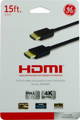 GE HDMI High Speed Ethernet Cable - Black Perspective: front