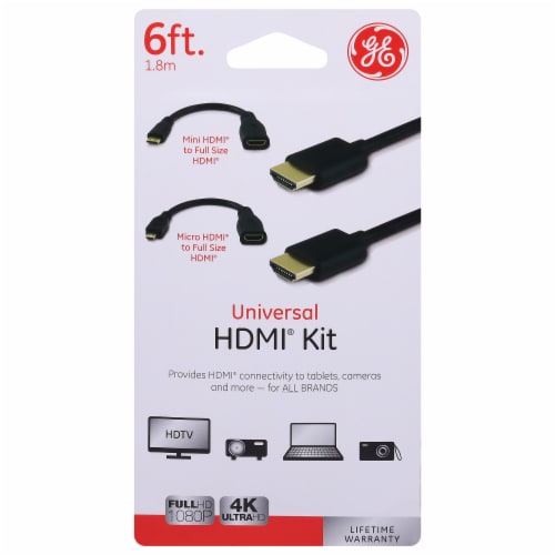 GE Universal HDMI Cable Kit - Black Perspective: front