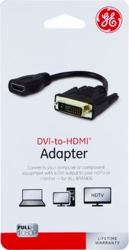 GE DVI-to-HDMI Adapter - Black Perspective: front