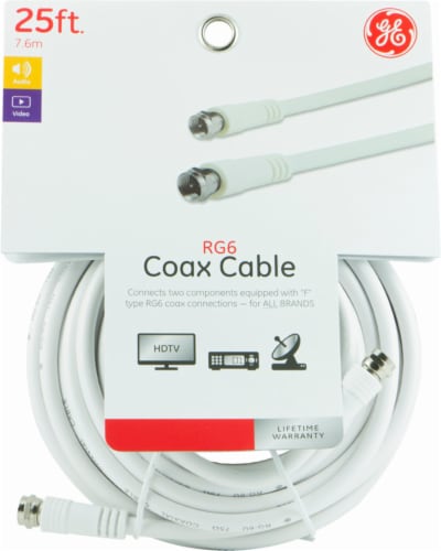 GE RG6 Coax Cable - White Perspective: front