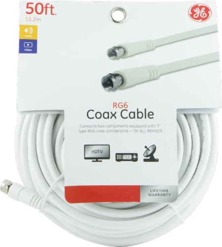 GE RG6 Coax Cable - White Perspective: front
