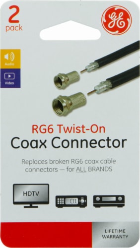 GE RG6 Twist-On Coax Connector - Black Perspective: front