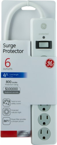 GE 6-Outlet Surge Protector - White Perspective: front
