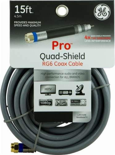 GE Pro Quad-Shield RG6 Coax Cable - Gray Perspective: front
