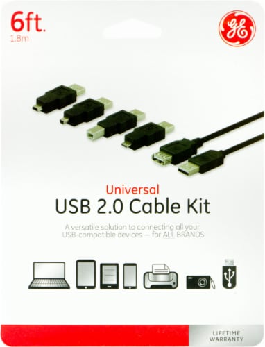 GE Universal USB 2.0 Cable Kit - Black Perspective: front
