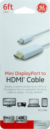 GE Mini DisplayPort to HDMI Cable - White Perspective: front