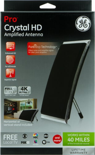 GE Pro Crystal HD Amplified Antenna - Black Perspective: front