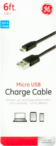 GE Micro USB Charge Cable - Black Perspective: front