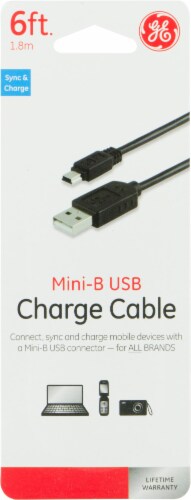 GE Mini-B USB Charge Cable - Black, 6 ft - Fry's Food Stores