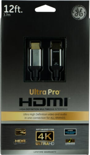 GE Ultra Pro Premium High Speed HDMI Ethernet Cable - Black Perspective: front