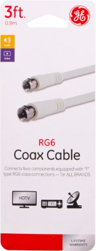 GE RG6 Video Coax Cable - White Perspective: front