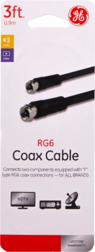 GE RG6 Coax Cable - Black Perspective: front