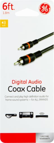 GE Digital Audio Coax Cable - Black/Orange Perspective: front