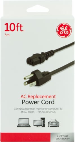 GE AC Replacement Power Cord - Black Perspective: front