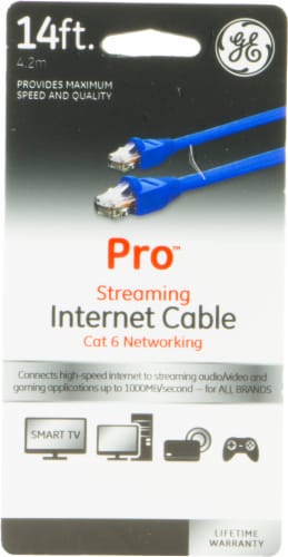 GE Pro™ Streaming Internet Cat 6 Networking Cable - Blue Perspective: front