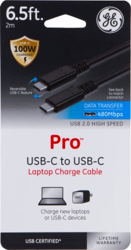 GE Pro™ USB-C to USB-C Laptop Charge Cable Perspective: front