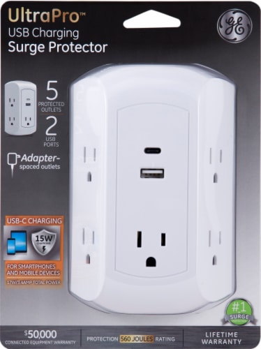 GE USB Charging Surge Protector Perspective: front