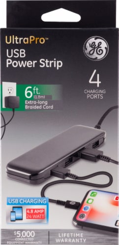 GE UltraPro USB Power Strip - Black Perspective: front