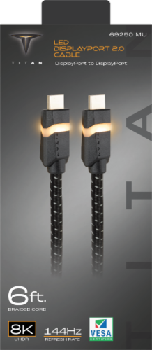 Titan 2.0 DisplayPort to DisplayPort LED Cable Perspective: front