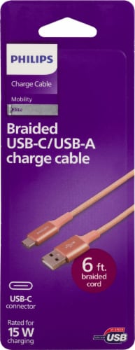 Philips USB-A to USB-C Cable Braided Cable Perspective: front