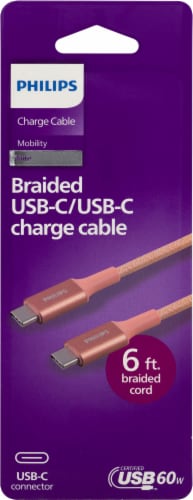 Philips USB-C to USB-C Cable Braided Cable Perspective: front