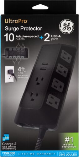GE Ultra Pro 10 Outlet Surge Protector Perspective: front