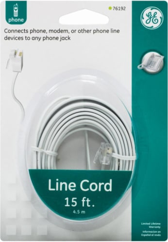 GE Phone Line Cord - White Perspective: front