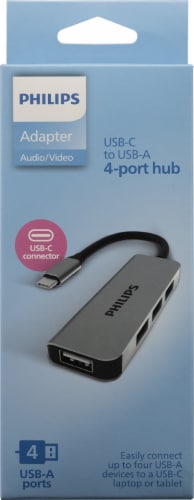 Philips USB 2.0 Four-Port Hub With USB-C Connector Perspective: front