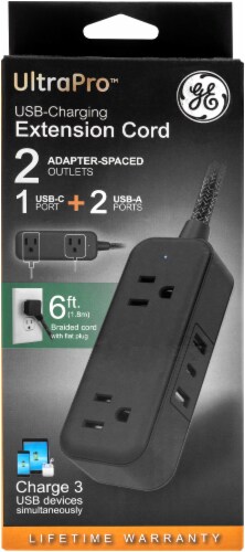 UltraPro™ USB-Charging Extension Cord - Black Perspective: front