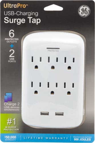 GE UltraPro™ USB-Charging Surge Tap Perspective: front
