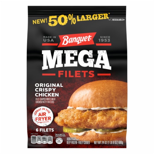 Banquet® MEGA Original Frozen Crispy Chicken Filets Perspective: front