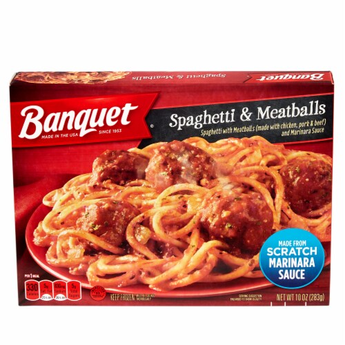 Banquet Spaghetti & Meatballs Frozen Meal Perspective: front