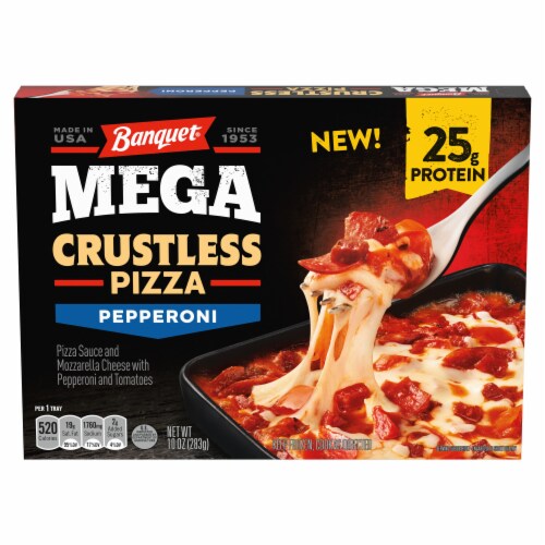 Banquet Mega Crustless Pepperoni Pizza Frozen Meal Perspective: front