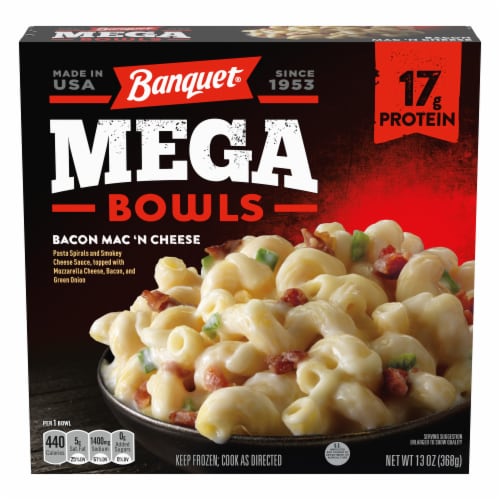 Banquet Mega Bowls Bacon Mac And Cheese Frozen Meal Perspective: front