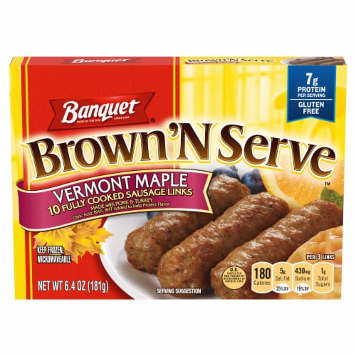 Banquet Brown'N Serve Vermont Maple Sausage Links Perspective: front