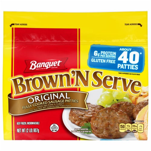 Banquet Brown'N Serve Original Fully Cooked Sausage Patties Perspective: front