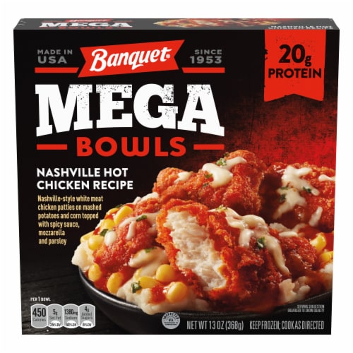 Banquet Mega Bowls Nashville Hot Chicken Recipe Frozen Meal, 13 oz ...