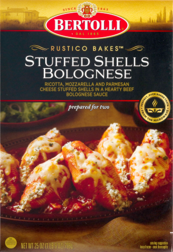 Bertolli Rustico Bakes Stuffed Shells Bolognese Perspective: front