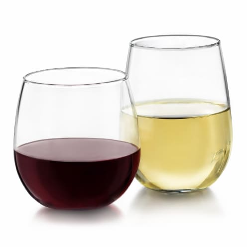 Libbey Stemless Wine Glass Party Set for Red and White Wines, 12