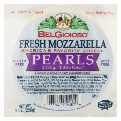 BelGioioso® Fresh Mozzarella Pearls Cheese Perspective: front