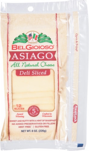 Bel Gioioso Sliced Asiago Cheese Perspective: front