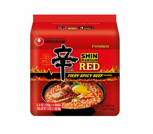 Shin Ramyum Red Fiery Spicy Beef Perspective: front