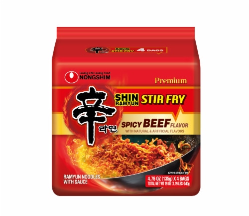 Nongshim Shin Stir Fry Spicy Beef Flavor Perspective: front