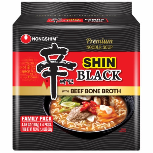 Nongshim® Shin Black Beef Bone Broth Noodle Soup Family Pack, 4 ct / 4.58  oz - Kroger