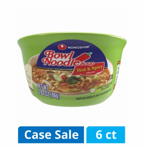 Nongshim® Hot & Spicy Bowl Noodle Soup Case Sale Perspective: front