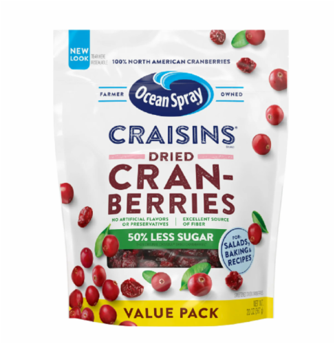 Ocean Spray® Craisins® 50% Less Sugar Dried Cranberries Perspective: front