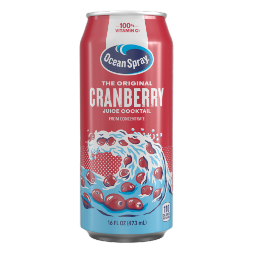 Ocean Spray® Original Cranberry Juice Cocktail Can Perspective: front