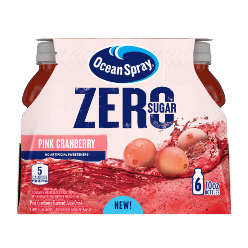 Ocean Spray® Zero Sugar Pink Cranberry Juice Bottles Perspective: front